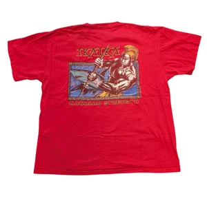 Vintage 1998 Ikaika Hawaiian Strength Shirt Red Tribal Warrior Graphic XL - Picture 1 of 6