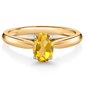 10K Yellow Gold Citrine Solitaire Engagement Ring For Women (0.75 Cttw, 7X5MM, - Picture 1 of 4