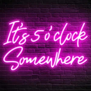 Its 5 O'clock Somewhere Neon Sign, Neon Bar Signs for Home Bar Decor, Man Cav... - Picture 1 of 9
