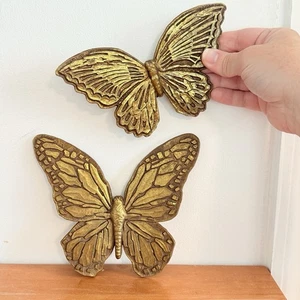 2x Dart 1970’s Butterfly Gold Tone Plastic Wall Decor Hanging Art Vintage - Picture 1 of 3