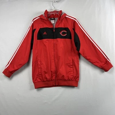 Jaqueta Adidas Cincinnati Reds juvenil infantil tamanho grande 14-16 zíper completo leve - Imagem 1 de 4