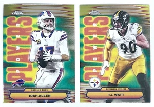 2025 Topps Chrome Power Players Insert Lot x 2 Josh Allen & TJ Watt NFL Greats - Afbeelding 1 van 12