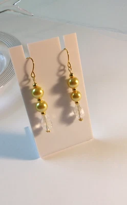 Pendientes gota cristal lágrima AB transparente perlas cristal amarillo oro verano primavera Foto 1 de 4