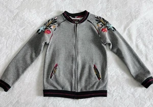 Catimini France Girl's Size 6 Floral Embroidered Fleece Full Zip Jacket Sweater - Picture 1 of 7