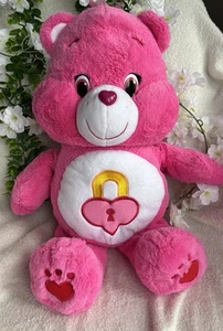 14 Zoll großer Secret Care Bär verschlossen Herz rosa Top Zustand  - Bild 1 von 13