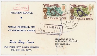 Pitcairn Is., Fútbol, 1966 Regis Air FDC a Australia con Juego de 2 Copa Mundial Foto 1 de 2
