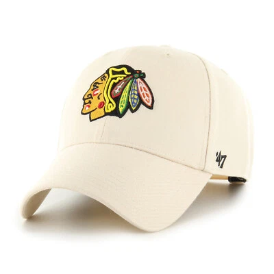 '47 NHL Chicago Blackhawks Cap Basecap Baseballcap MVP Natural Kappe 196895641449