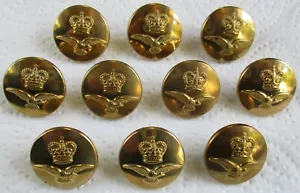 10x RAF:"ROYAL AIR FORCE OFFICER'S BRASS GREATCOAT BUTTONS"(23mm, 1950's, Gaunt) - Picture 1 of 3