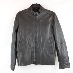Massimo Dutti Nappa Sheepskin Leather Jacket With Two-Way Zip In Black - Size S