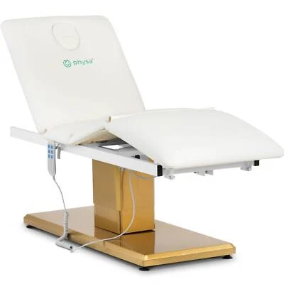 Elektrische Kosmetikliege 200 kg Weiß/Golden Behandlungsliege Kosmetikstuhl - Bild 1 von 4