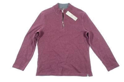 JACHS CM46-396-JM7 BURGUNDY RED GRAY LARGE HALF ZIP MOCK NECK REVERSIBLE SWEATER - Image 1 of 4