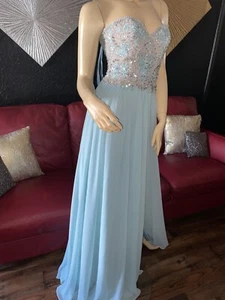 Glamour By Terani Couture Embellished Mesh Fit And Flare Gown Dress Size 0 - Picture 1 of 11