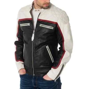 Genuine Lambskin Leather Jacket Motorcycle Coat Jacket New Men's Multicolor - Picture 1 of 6