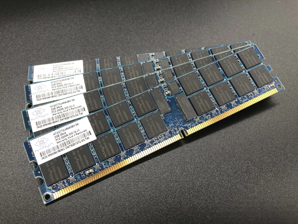 8GB Kit - 4x 2GB Nanya PC2 3200 R NT2GT72U4NA0BV-5A 2Rx4 Memory RAM Module - Image 1 of 1