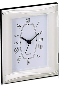 Classical Silver Plated Roman Faced Desk Clock - Picture 1 of 3