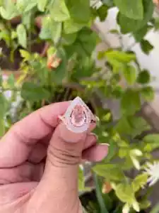 2Ct Pear Cut Morganite and Diamond Halo Engagement Ring 14K Rose Gold Plated - Picture 1 of 6
