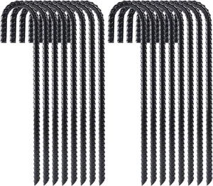 FEED GARDEN 12 Inch 16 Pack Rebar Stakes Heavy Duty J Hook, Galvanized Ground - Picture 1 of 12