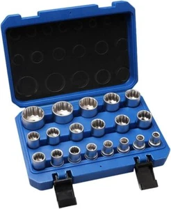 Set 19 Chiavi a Bussola Torx Millerighe attacco 1/2'' Scanalato 8-32mm CR-V - Foto 1 di 7