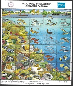 PALAU #103 MNH WORLD OF SEA & REEF SHEET OF 40 CV$37.50 BIRMINGHAM DESIGNER - Picture 1 of 1