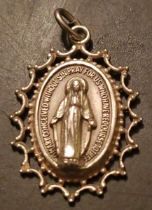 CREED STERLING SILVER MIRACULOUS MARY MEDAL CHARM PENDANT - Picture 1 of 7
