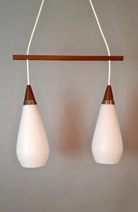 Alte seltene Pendelleuchte Teak Danish Design Dänemark 60er - Bild 1 von 23