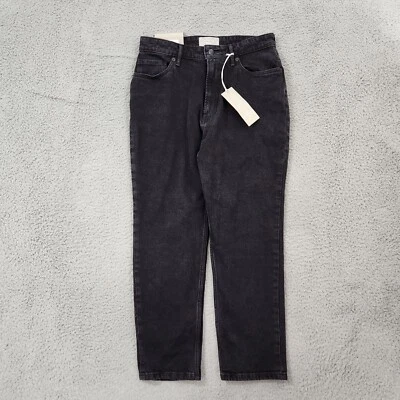 Everlane 牛仔裤女式 30 Crop 黑色 The Curvy Cheeky 直筒高腰全新带标签 — 第 1/4 张图片