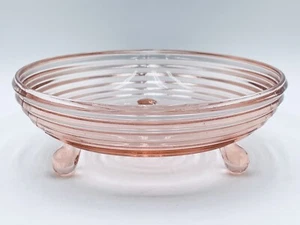 Vintage Anchor Hocking Pink Depression Glass Manhattan Footed Bowl Candy Dish - Picture 1 of 14
