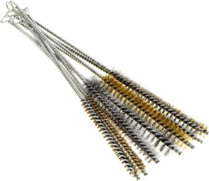 12Pcs Tube Brush Kit Stainless Steel/Brass round Wire Pipe Cleaner Long-Handle - Picture 1 of 12