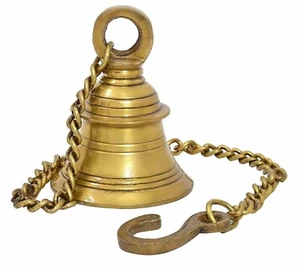 Campana Colgante de Latón con Cadena Sonido Melodioso Ghanti para Templo del Hogar - Imagen 1 de 6
