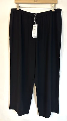 $238 Pantalones Cortos Rectos Eileen Fisher XL Negros SYSTEM Seda Nuevos con Etiquetas Foto 1 de 4