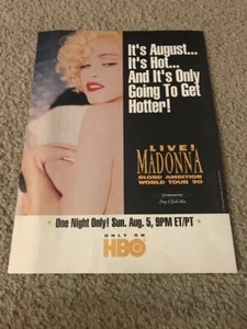Pubblicità Stampa Poster HBO Vintage 1990 MADONNA BLOND AMBITION CONCERT WORLD TOUR - Foto 1 di 1