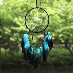 Dream Catcher Handmade Blue Feather Dreamcatchers Wall Hanging Ornament for Kids - Picture 1 of 12