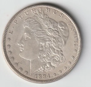 1884 P Morgan Silver Dollar Coin AU #387 / NICE TONE / SEE PICS!! - Picture 1 of 2