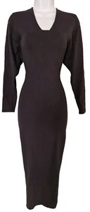 Womens Peruvian Connection Black Pima Cotton Jersey Batwing Column Dress S. - Picture 1 of 8