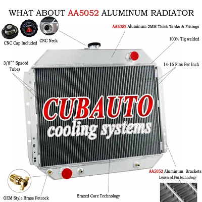 4 Row All Aluminum Radiator For 1966-1979 Ford F100 F150 F250 F350 Bronco Truck Foto 1 de 4