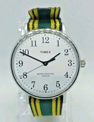 OROLOGIO UOMO TIMEX FAIRFIELD VILLAGE LUCE INDIGLO,CASSA 37mm,CINTURINO BICOLORE - Immagine 1 di 4
