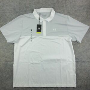 NWT Under Armour Mens 3XL Big & Tall White Performance Polo Shirt Golf UPF Loose