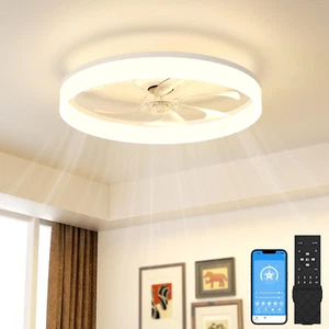 Low Profile Ceiling Fans with Lights and Remote, Bladeless Ceiling Fan with Ligh - Picture 1 of 7