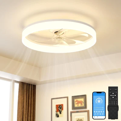 Low Profile Ceiling Fans with Lights and Remote, Bladeless Ceiling Fan with Ligh - Image 1 of 4