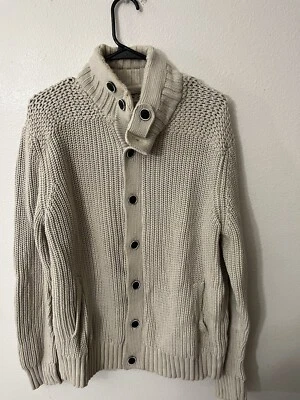 GUESS Blanco Humo Algodón Suéter Botón Chaqueta - Talla XXL Beige Foto 1 de 4
