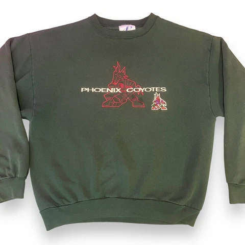 Vintage Phoenix Coyotes Crewneck - Men's M - Green Long Sleeve Pullover - NHL Cover