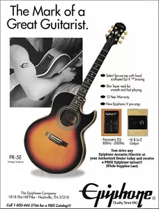1993 Epiphone PR-5E AE acoustic/electric guitar advertisement 8 x 11 ad print - Picture 1 of 3