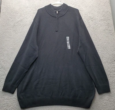 Suéter Sonoma Para Hombres 4XB Negro Tejido Calce Suelto Peso Pesado Cuello Redondo Cuarto Cremallera Foto 1 de 4