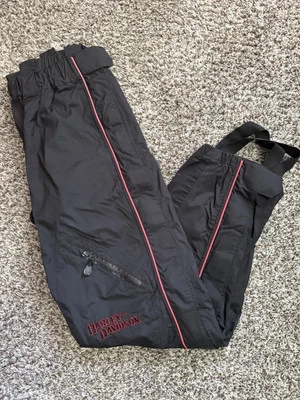 Harley Davidson Wmn S Nylon Negro/Rosa Forrado Motocicleta Montar Pantalones Viento Lluvia Foto 1 de 4