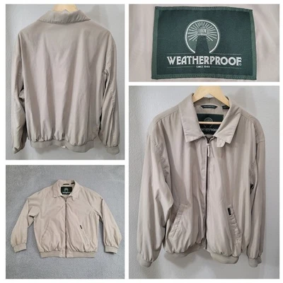 Vintage Weatherproof Classic Jacket Men's XL Beige Tan Full Zip Golf Read* - Image 1 of 4