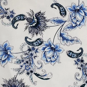 J. Jill Women's M Wearever Collection 3/4 Sleeve White & Blue Floral V Neck Top - Picture 1 of 9
