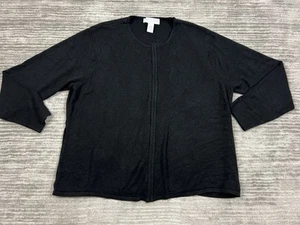 Maggie Mcnaughton Sweater Womens 3X Black Cardigan Attached Shell Fur Collar - Picture 1 of 13