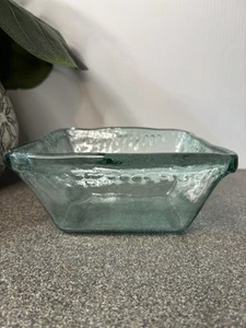 Recycled Glass Square Bowl Heavy 8 inch x 3.5 Aqua/Ice Blue Vitrocolor Egypt - Picture 1 of 6