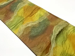 7425057: JAPANESE KIMONO JAPANESE FUKURO OBI / WOVEN ABSTRACT - Picture 1 of 1