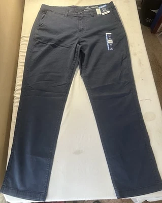 George 38X32 Men’s Navy Athletic Stretch Flat Front Chino Cotton Blend Pants New - Изображение 1 из 4